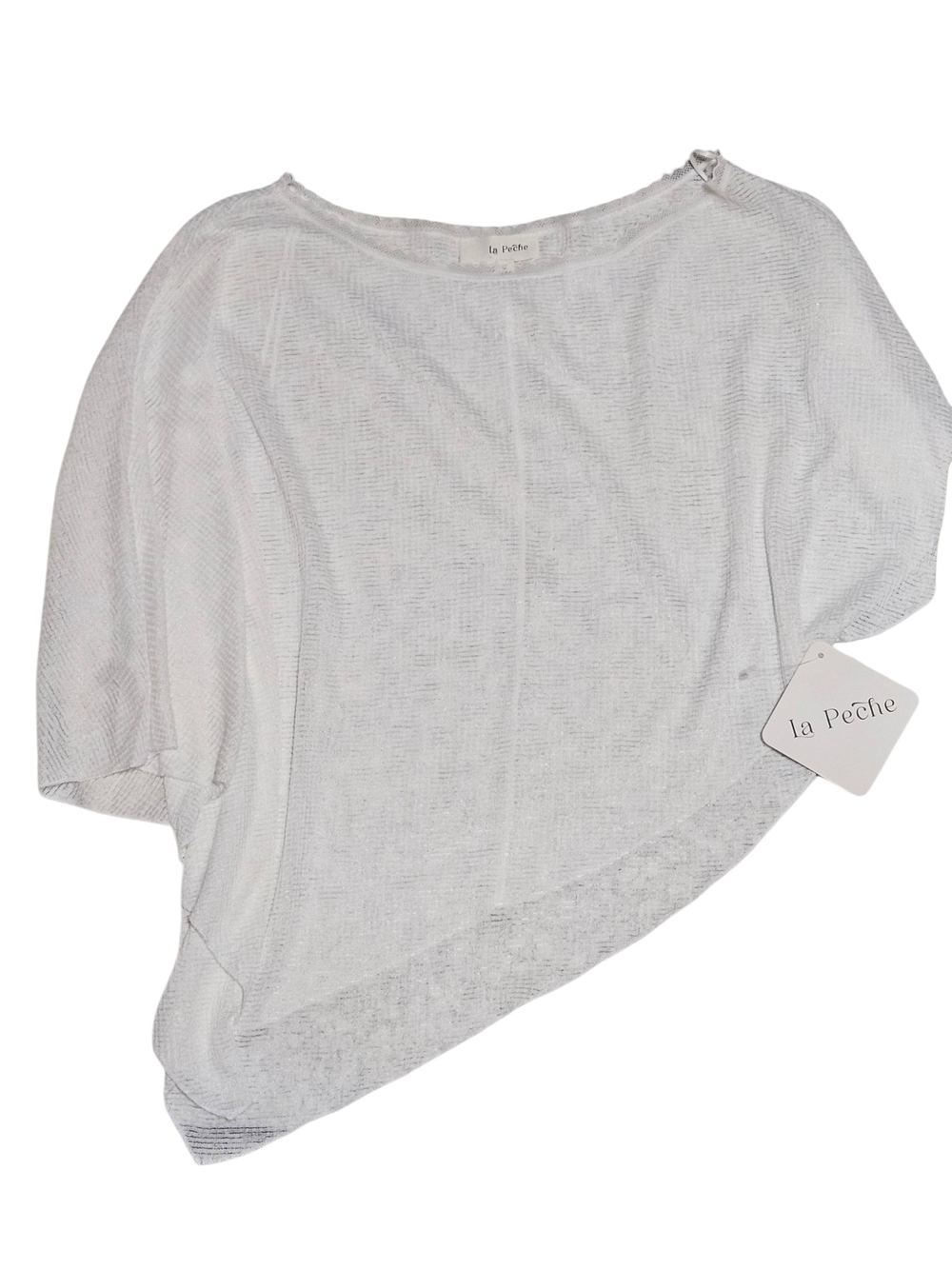 White Short-Sleeve Asymmetric Knit Tee